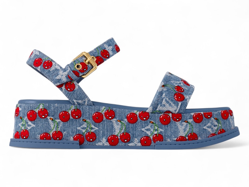 (Women) Takashi Murakami x Louis Vuitton Cherry Maya Platform Sandal Denim 1AHNYD