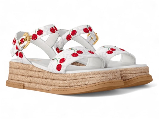 (Women) Takashi Murakami x Louis Vuitton Cherry Maya Platform Sandal White 1AHNSL Order (Women) Takashi Murakami x Louis Vuitton Cherry Maya Platform Sandal White 1AHNSL