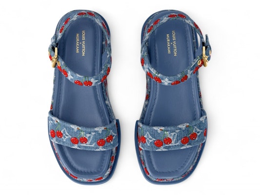 (Women) Takashi Murakami x Louis Vuitton Cherry Maya Platform Sandal Denim 1AHNYD Lookbook (Women) Takashi Murakami x Louis Vuitton Cherry Maya Platform Sandal Denim 1AHNYD