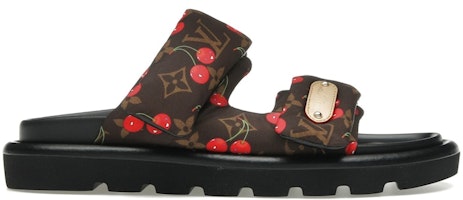 (Women) Takashi Murakami x Louis Vuitton Cherry Pool Pillow Flat Comfort Mule Brown Monogram Cherry 1AHME4 (Women) Takashi Murakami x Louis Vuitton Cherry Pool Pillow Flat Comfort Mule Brown Monogram Cherry 1AHME4