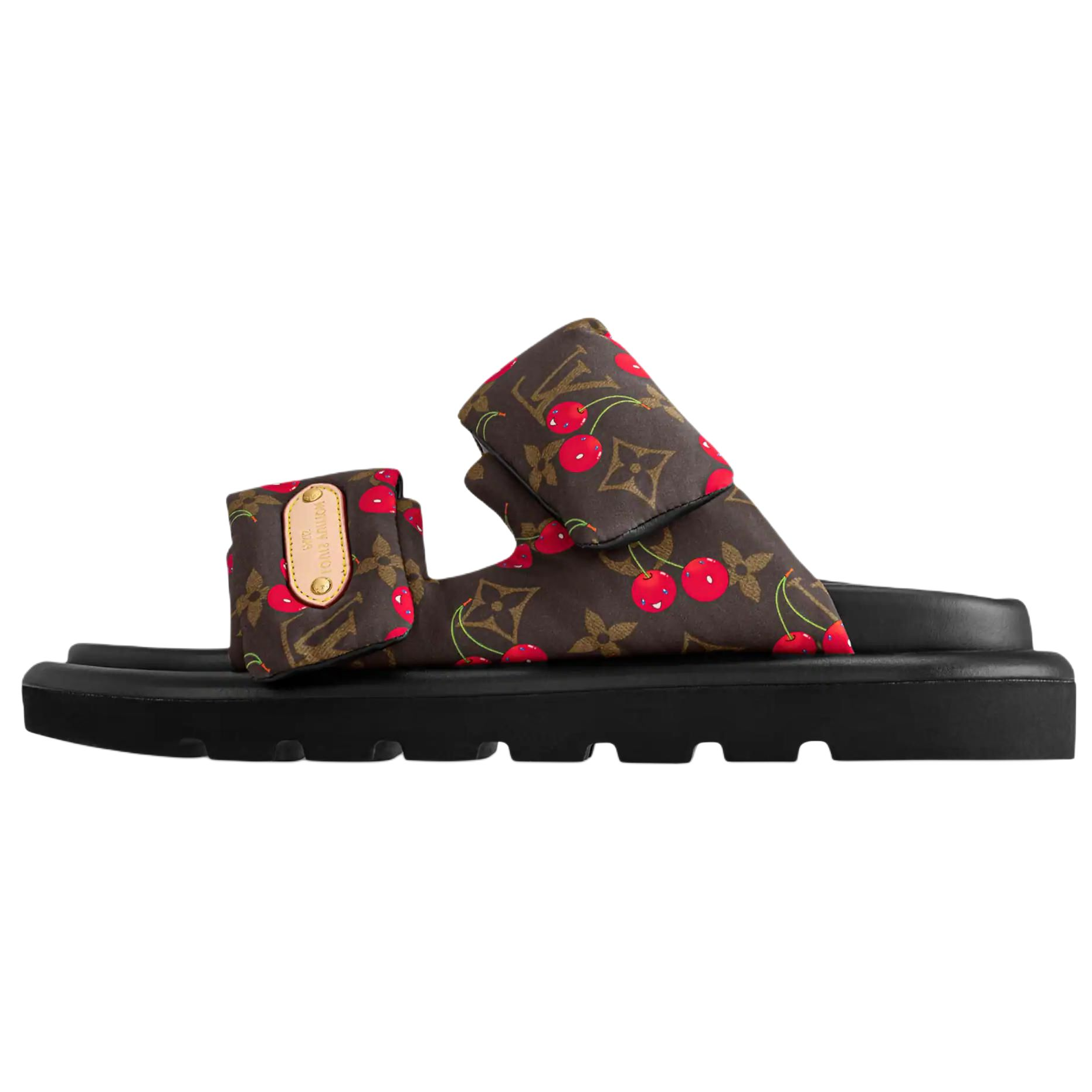 (Women) Takashi Murakami x Louis Vuitton Cherry Pool Pillow Flat Comfort Mule Brown Monogram Cherry 1AHME4