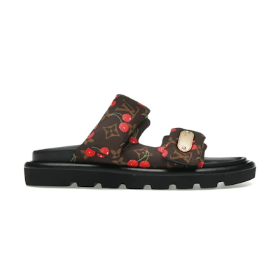 (W) Takashi Murakami LV Cherry Pool Pillow Flat CMFT Mule Brown Monogram Cherry