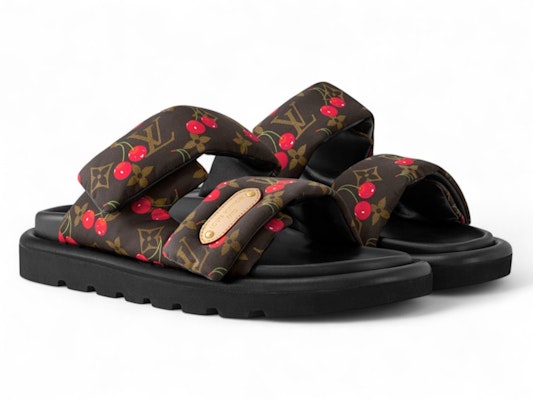 (Women) Takashi Murakami x Louis Vuitton Cherry Pool Pillow Flat Comfort Mule Brown Monogram Cherry 1AHME4 Order (Women) Takashi Murakami x Louis Vuitton Cherry Pool Pillow Flat Comfort Mule Brown Monogram Cherry 1AHME4