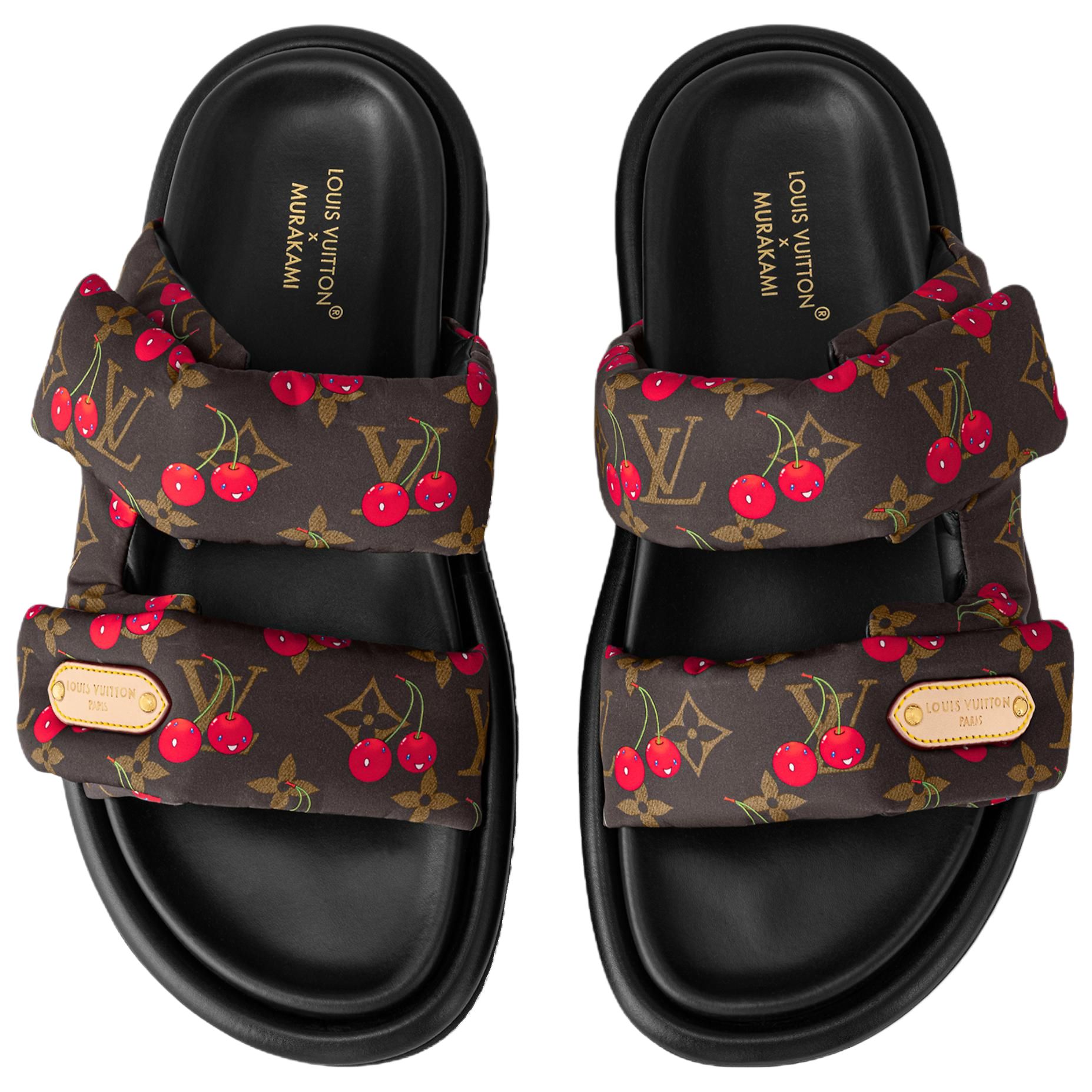 Shop (W) Takashi Murakami x Louis Vuitton Cherry Mule Bruin Monogram Comfort Slipper 1AHME4