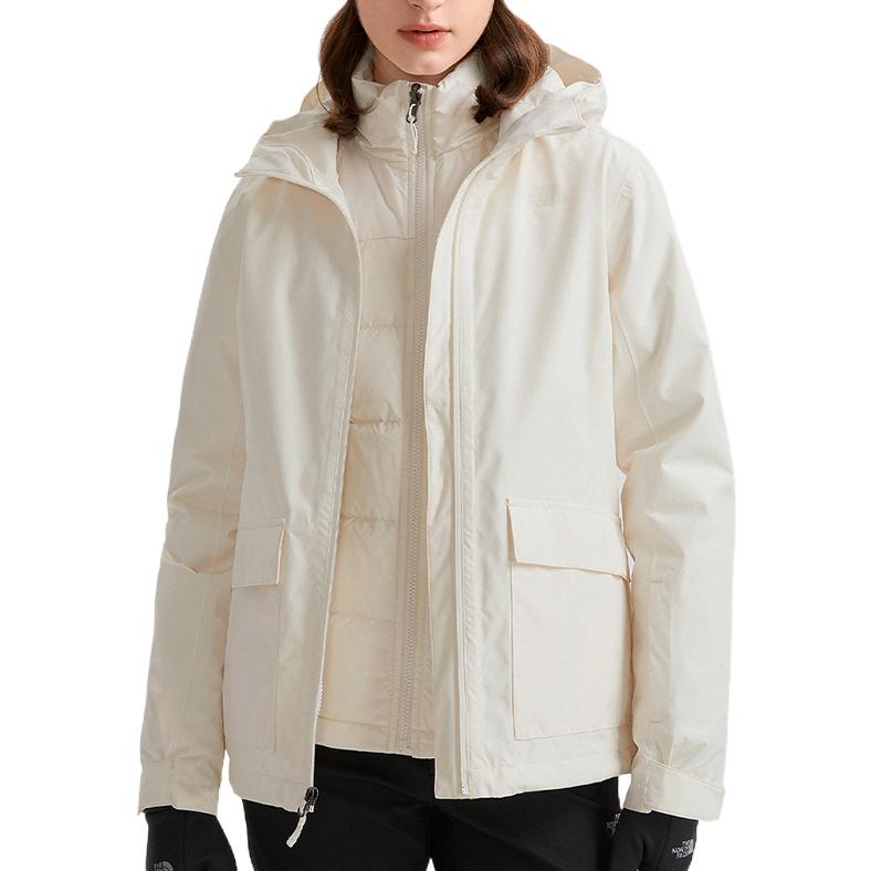 Lookbook (Women) The North Face  3-in-1 Goose Down Hooded Jacket Beige - Waterproof & Windproof NF0A5AY1-P4K