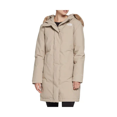(Women) TNF Beige Logo Printed Hoodie Coat - Warm and Comfortable. NF0A4R2V-CEL