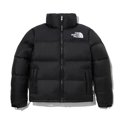 (Women) TNF Black Letter Print Puffer Down Jacket with Zip. NJ1DP81A