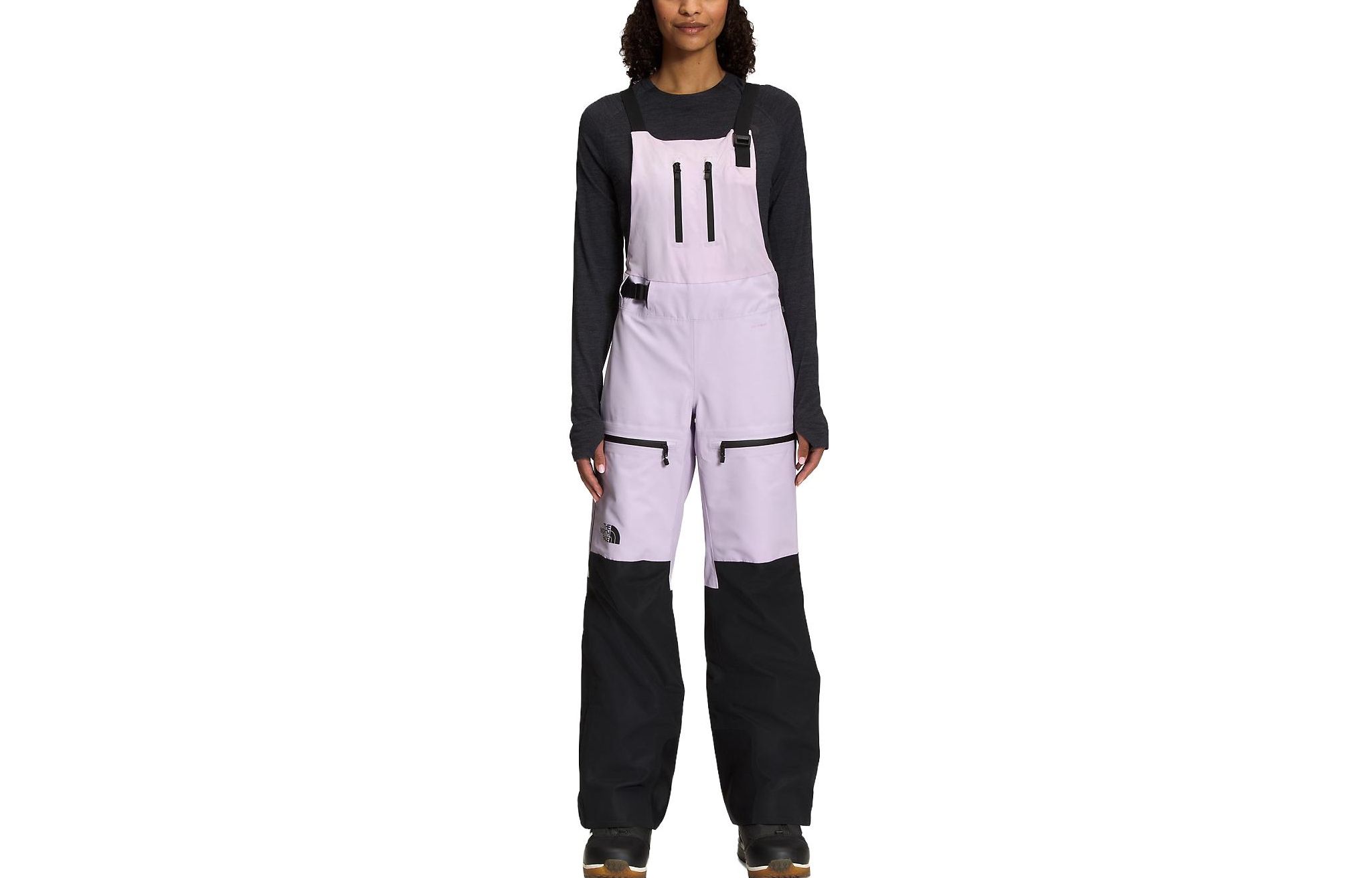 (Women) The North Face  Black Purple Colorblock Loose Ski Overalls Pants. NF0A7T54-80U