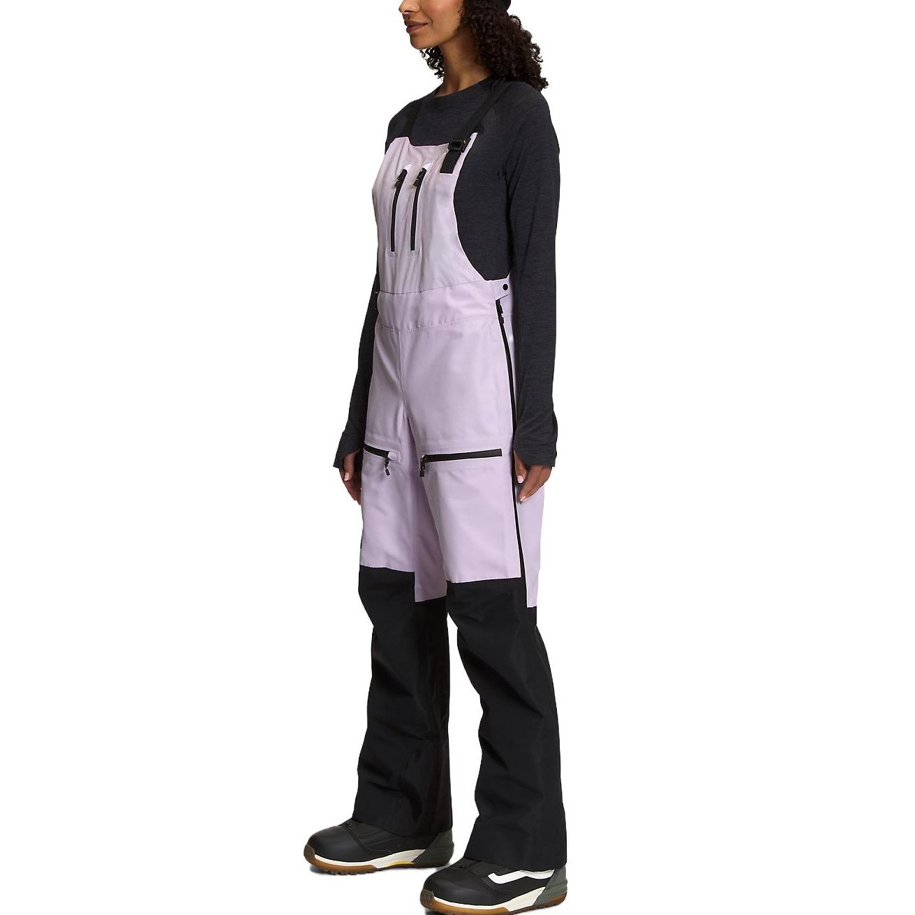 Lookbook (W) ザ・ノース・フェイス ブラック パープル カラーブロック スキーオーバーオールパンツ. NF0A7T54-80U
