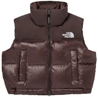 (Women) The North Face Brown Logo Print Sleeveless Down Vest NV1DQ80K (Women) The North Face Brown Logo Print Sleeveless Down Vest NV1DQ80K