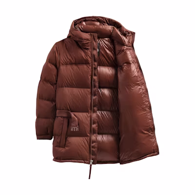 (Women) TNF Brown Logo Puffer Down Jacket Casual Warm Hoodie. NF0A5GIL-6S2