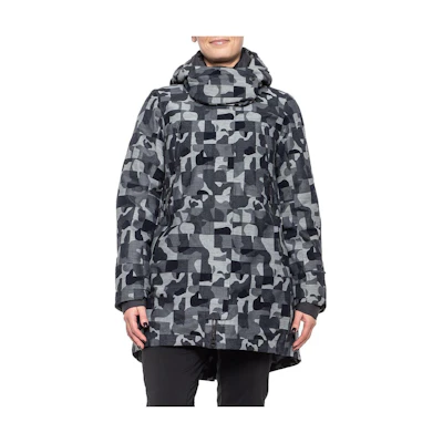 (Women) THE NORTH FACE Camouflage Gray Down Jacket with Hidden Zipper Hoodie NF0A3JR6-6UE
