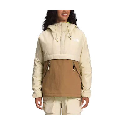 (Women) THE NORTH FACE Colorblock Logo Print Windbreaker Jacket Khaki. NF0A7ZYU-WK1