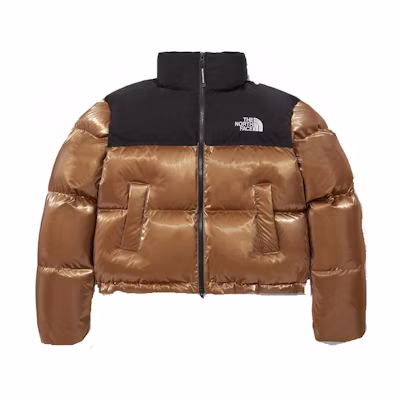 (Women) TNF Gold Nuptse Retro Sports Letter Print Down Jacket. NJ1DP87K