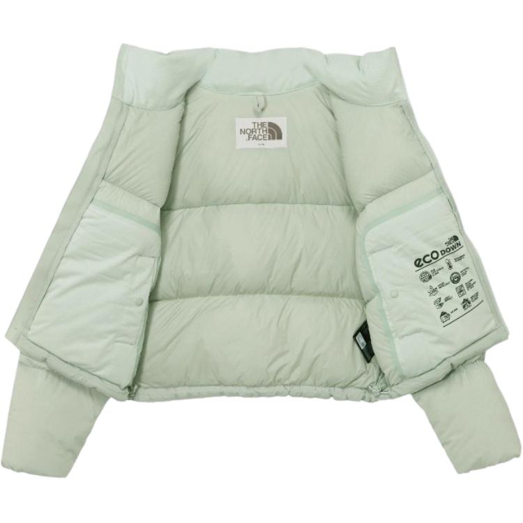 Shop (W) The North Face Chaqueta Acolchada Cuello Alto Verde con Letras Estampadas. NJ1DQ92L