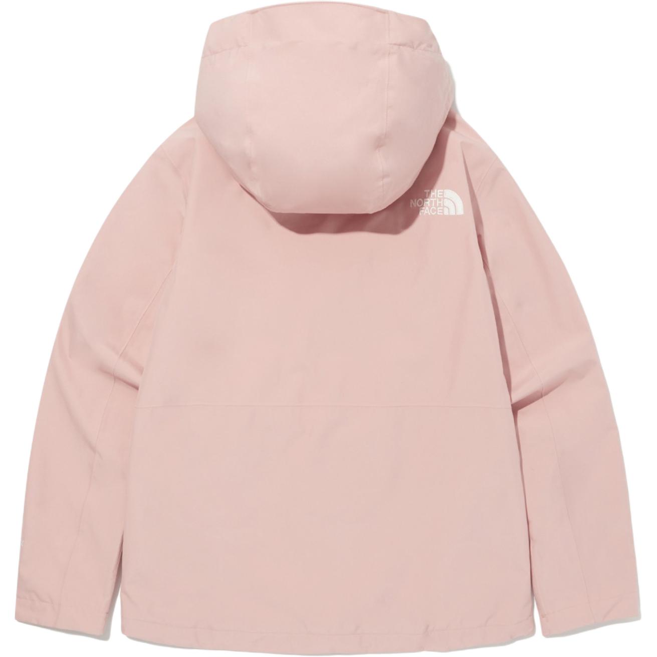 Lookbook (W) The North Face 粉紅色純色標誌印花連帽外套附拉鍊口袋 NJ2GQ82C