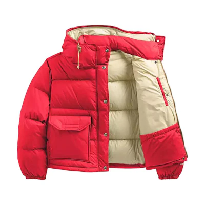 (Women) TNF Red Quilted Hooded Down Jacket. NF0A7US4-682