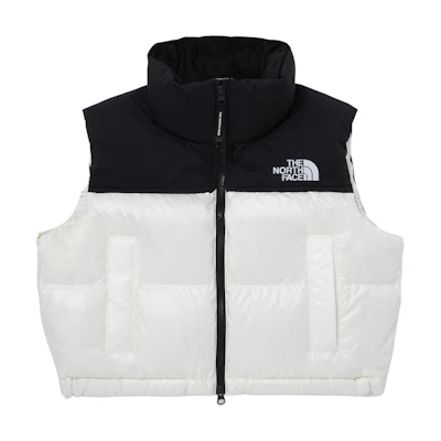 (Women) TNF White Colorblock Logo Print Sleeveless Zip Vest NV1DQ80L