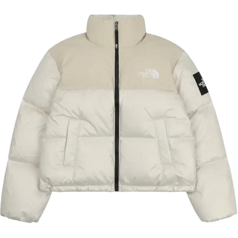 (Women) TNF  White Logo Printed Puffer Jacket with Zipper. NJ1DN80K