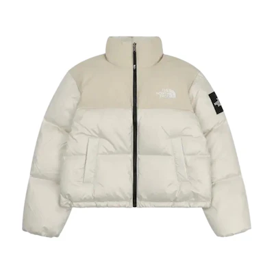 (Women) TNF White Logo Printed Puffer Jacket with Zipper. NJ1DN80K