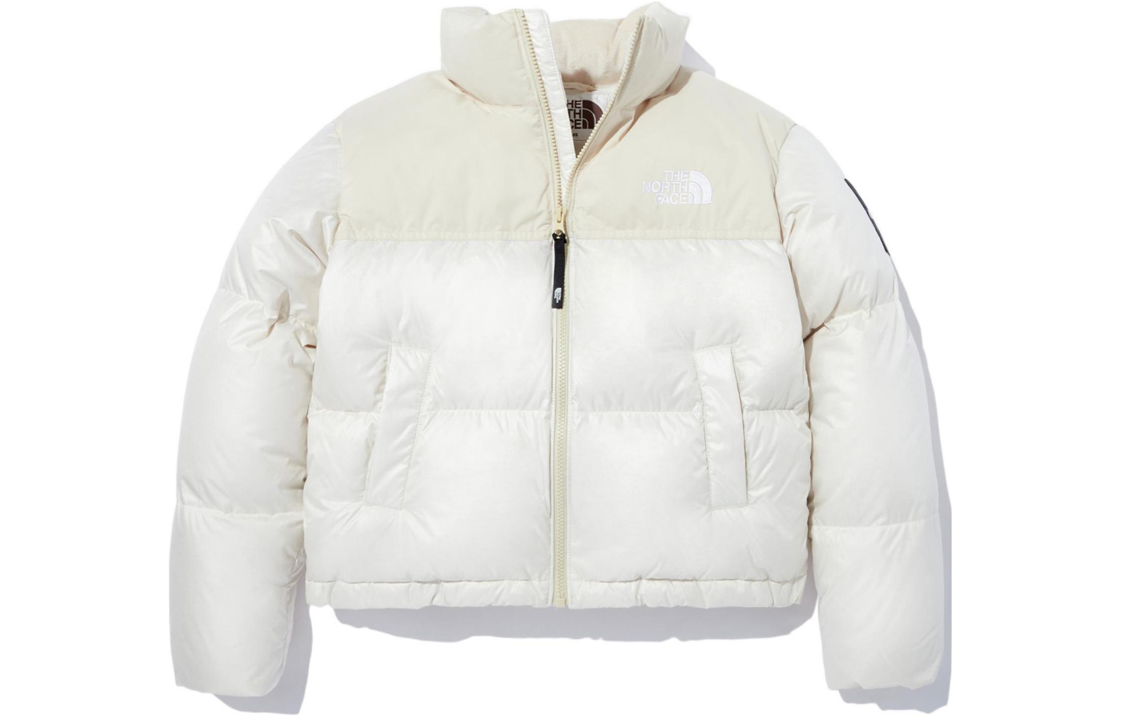 (Women) TNF  White Logo Printed Puffer Jacket with Zipper. NJ1DN80K 圖 2