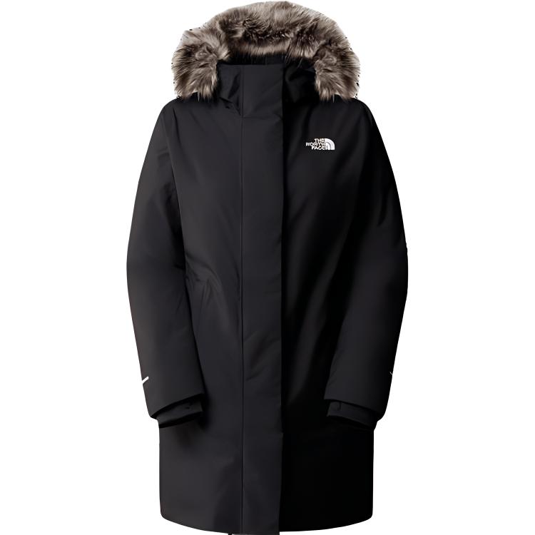 (Women) TNF Arctic Parka Black Logo Hooded Mid-Length Coat. NF0A84J2-JK3