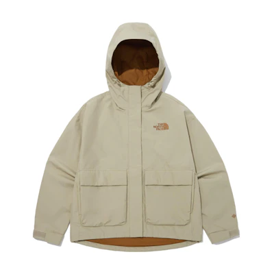 (Women) TNF Beige Logo Embroidered Zip Hoodie Jacket NJ2GP89B