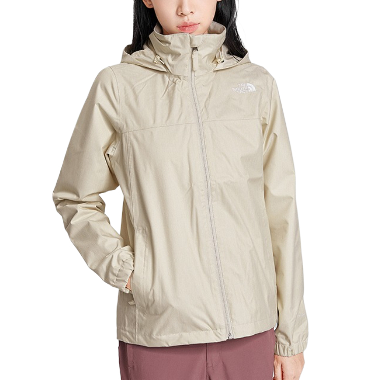 (Women) TNF Beige Waterproof Hooded Jacket - Urban, Hiking, Travel Style NF0A4N9V-11P