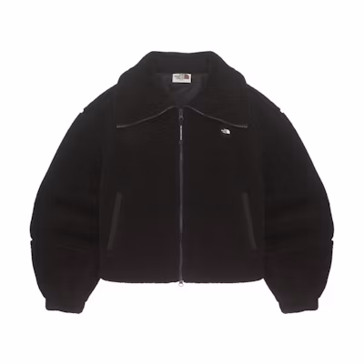 (Women) TNF Black Long Sleeve Loose Jacket with Logo Collar NJ4FQ80K
