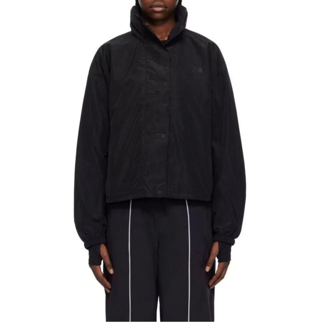 (Women) TNF Black Solid Color Button-Up Stand Collar Jacket NF0A8329-JK3