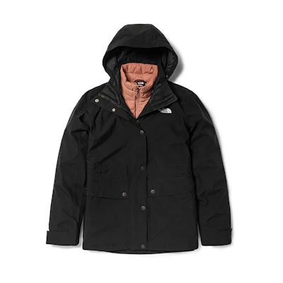 (Women) TNF Black Waterproof Hooded Outdoor Jacket with Logo Embroidery NF0A4U7P-VRL