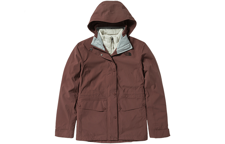 (Women) The North Face Brown 3-in-1 Waterproof Windproof Outdoor Jacket 4U7P-X9Y