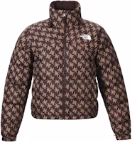 (Women) The North Face Brown Nuptse Logo Print Crop Jacket NF0A831F-OND (Women) The North Face Brown Nuptse Logo Print Crop Jacket NF0A831F-OND