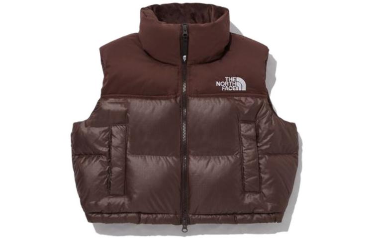 (Women) The North Face Colorblock Logo Print Zip Vest Brown NV1DP80L