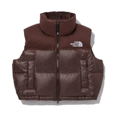 (Women) TNF Colorblock Logo Print Zip Vest Brown NV1DP80L