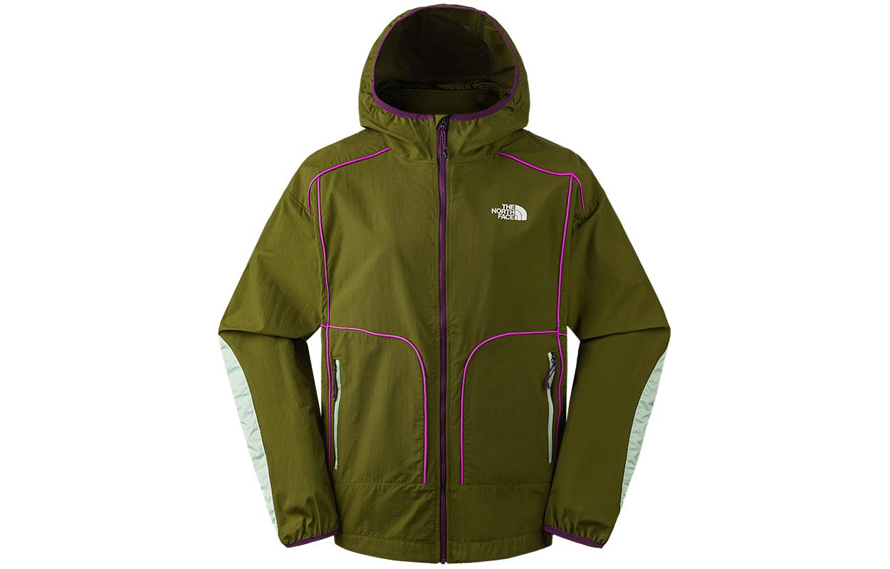 (Women) TNF Colorblock Stripe Olive Green Hooded Jacket NF0A87FD-VOT