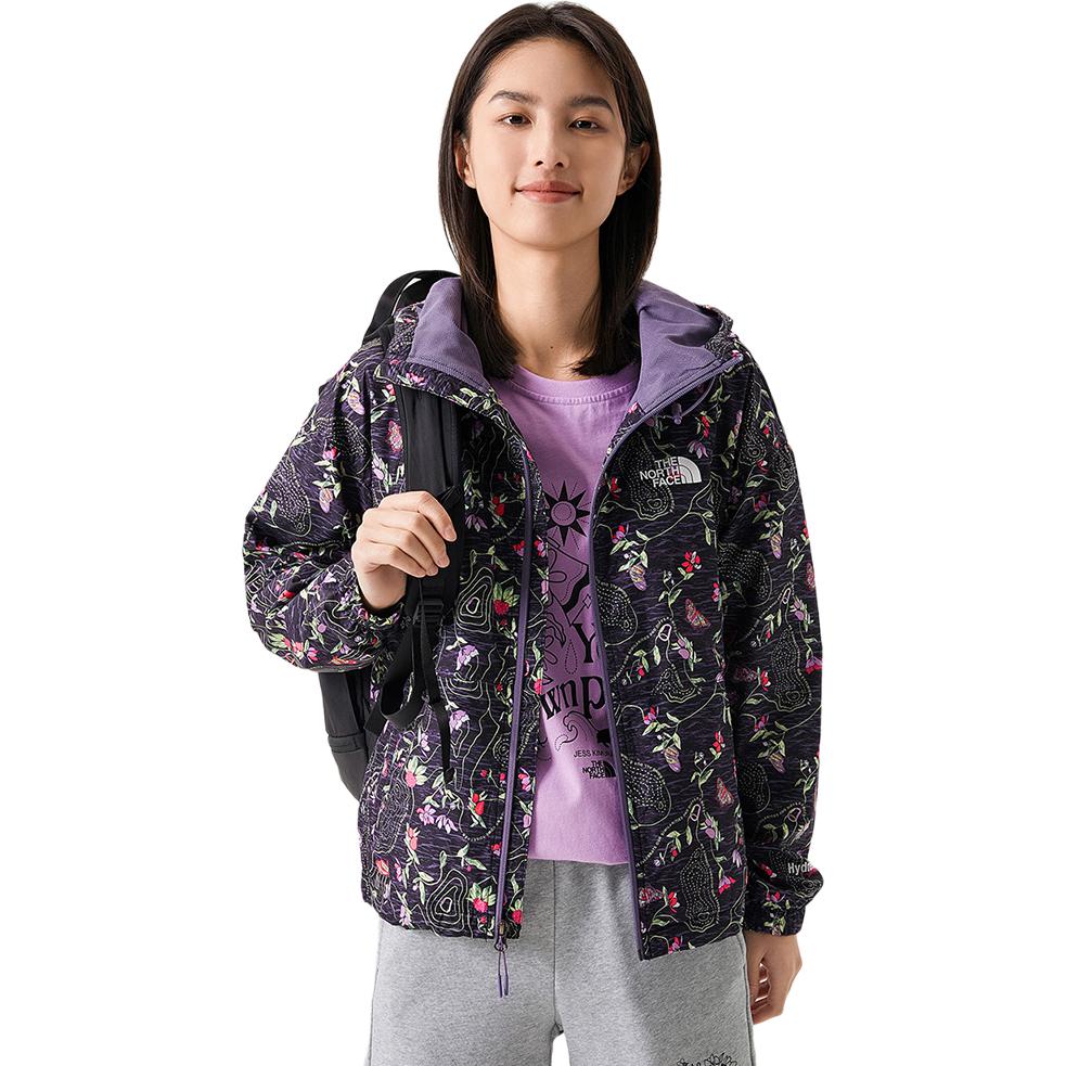 (Women) TNF Floral Print Windproof Zip Hoodie Jacket Black NF0A81O1-IAY 圖 4