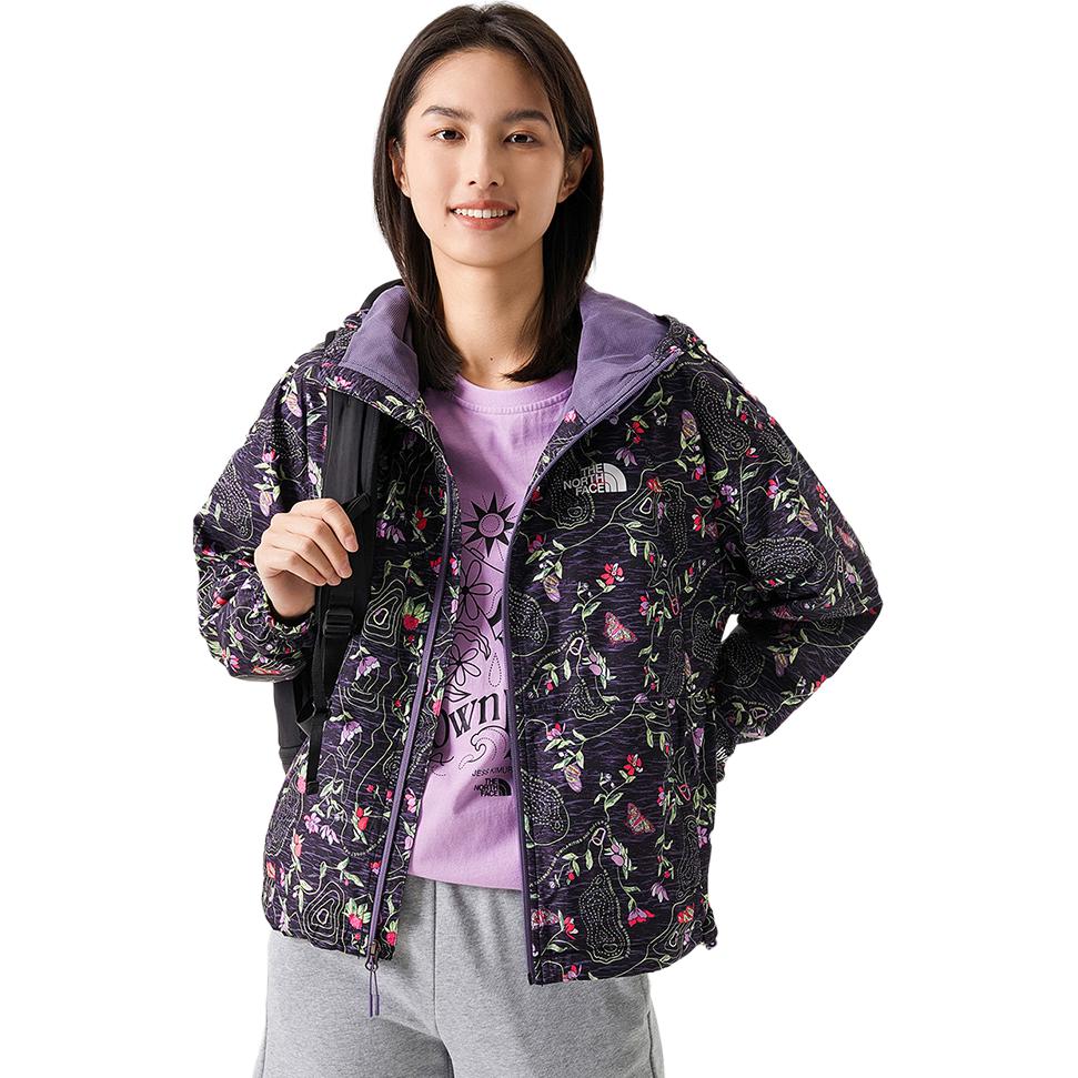 (Women) TNF Floral Print Windproof Zip Hoodie Jacket Black NF0A81O1-IAY 圖 6