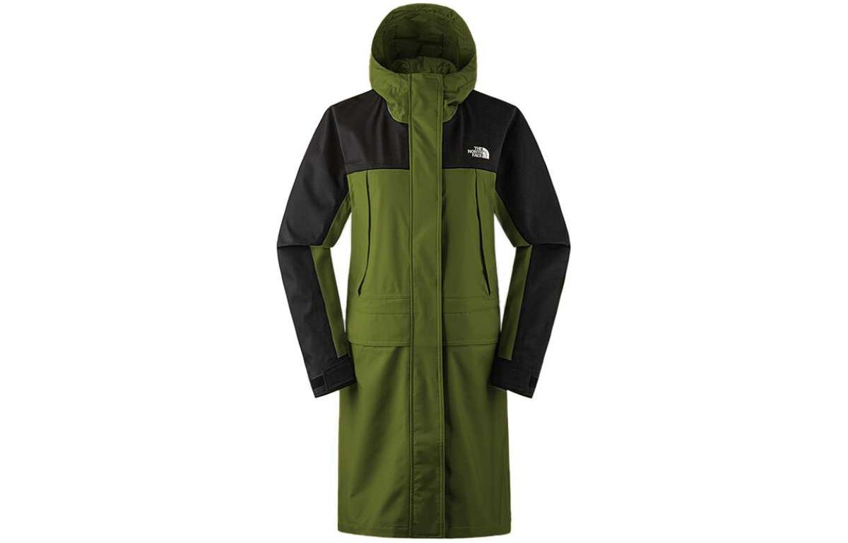 (Women) TNF Green Colorblock Mid-Length Hooded Waterproof Jacket NF0A87W3-RMO