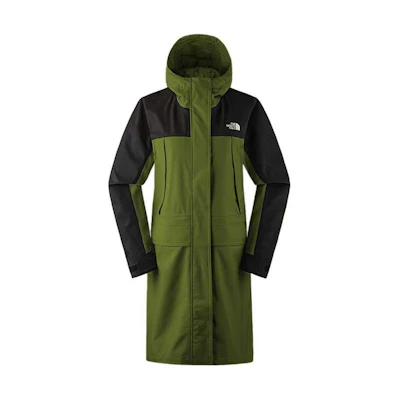 (Women) TNF Green Colorblock Mid-Length Hooded Waterproof Jacket NF0A87W3-RMO