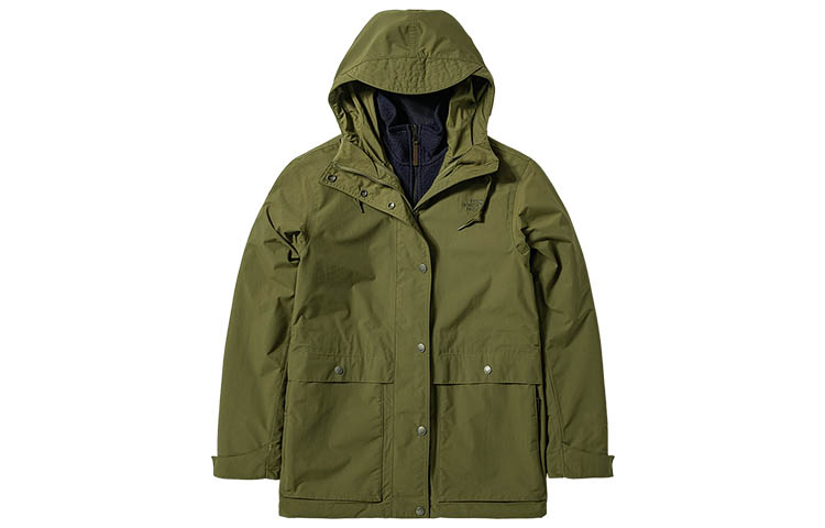 (Women) TNF Green Hooded Outdoor Jacket with Logo Print NF0A4NBN-7D6