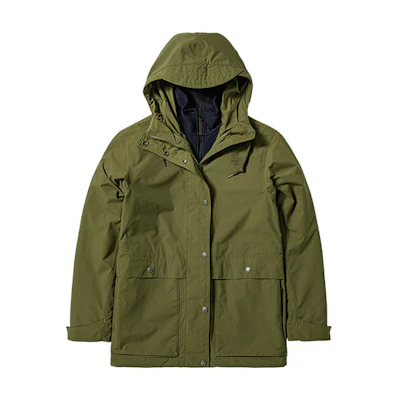 (Women) TNF Green Hooded Outdoor Jacket with Logo Print NF0A4NBN-7D6