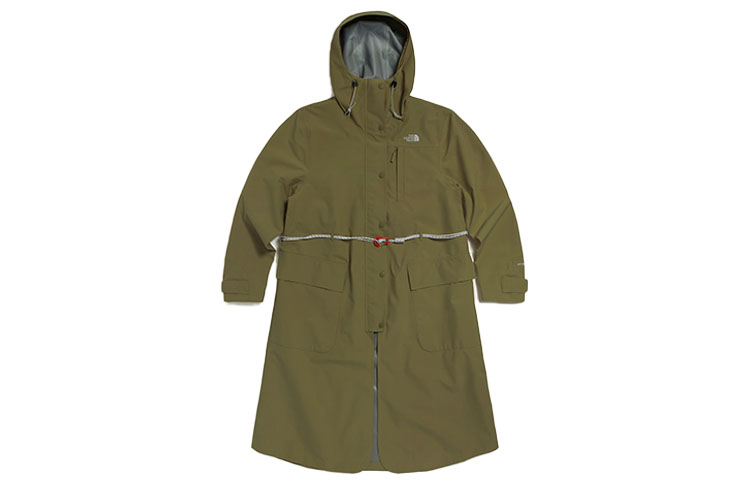 (Women) TNF Green Urban Exploration Waterproof Hooded Long Jacket NF0A5AWX-7D6
