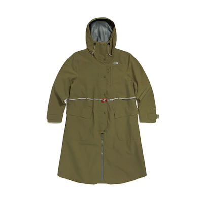 (Women) TNF Green Urban Exploration Waterproof Hooded Long Jacket NF0A5AWX-7D6