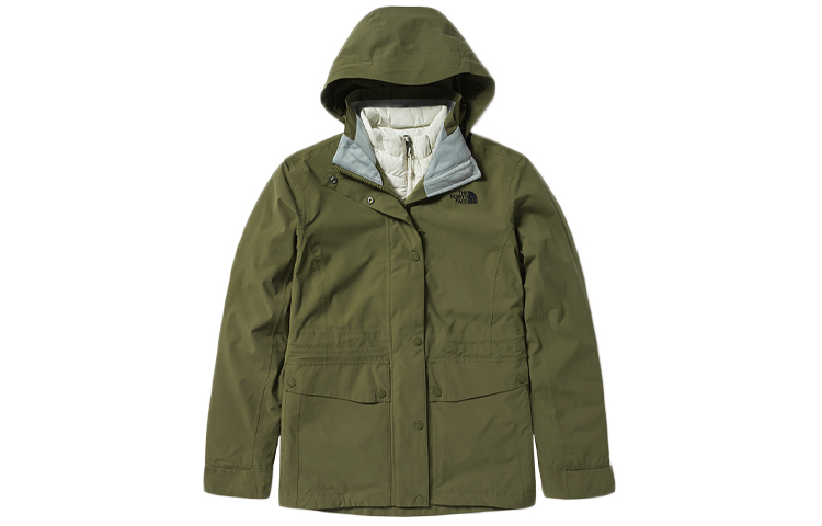 (Women) TNF Green Waterproof Detachable Hood Down Jacket Winter NF0A4U7P-YCM