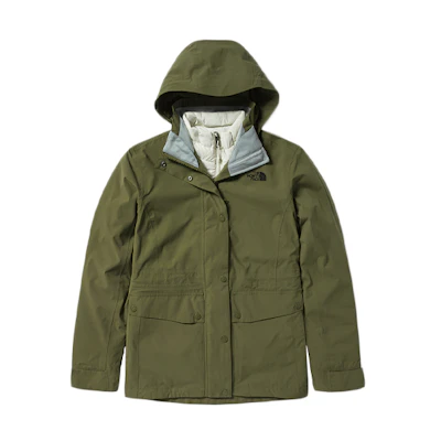 (Women) TNF Green Waterproof Detachable Hood Down Jacket Winter NF0A4U7P-YCM