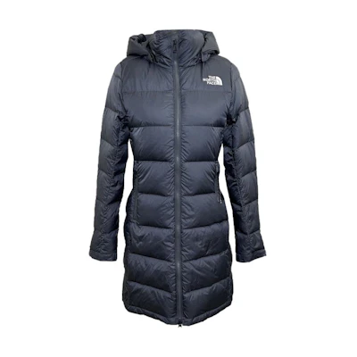 (Women) TNF Grey Metropolis Long Down Jacket with Hood. NF0A5EH7-174