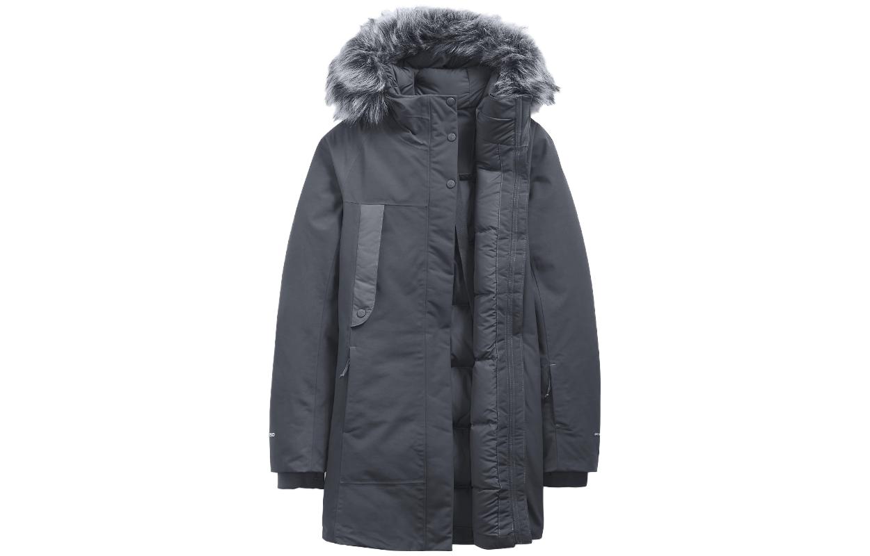 (Women) TNF Grey Solid Color Hooded Down Jacket NF0A4R3J-174