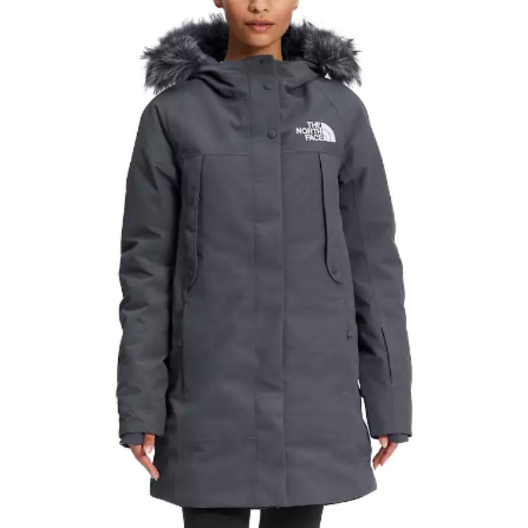 (Women) TNF Grey Solid Color Hooded Down Jacket NF0A4R3J-174 圖 3
