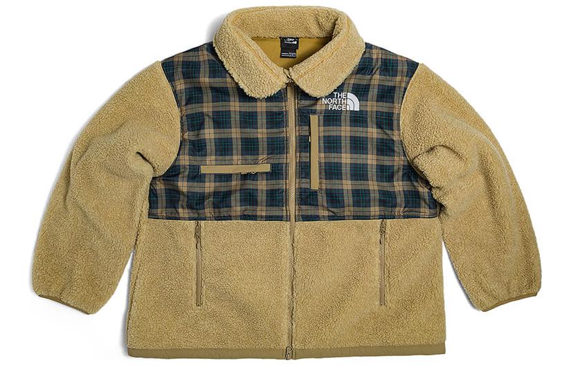 (Women) The North Face Logo Checkered Sherpa Jacket Khaki NF0A7W9X-ZSF